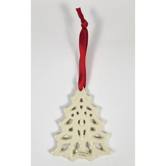 Lenox Pierced Christmas Tree Ornament White Porcelain Mini Ornament Holiday - Picture 2 of 3